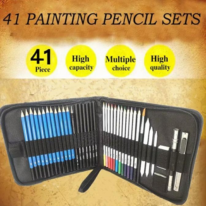 

Professional Drawing Kit Natural Wood Pencil Sketching Pencils Art Sup Non COD