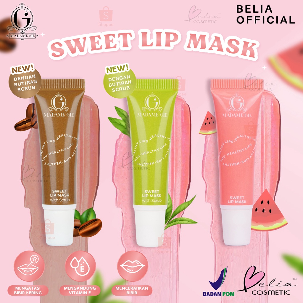 ❤ BELIA ❤ Madame Gie Sweet Lip Mask - Masker Scrub Bibir Cerah (✔BPOM)