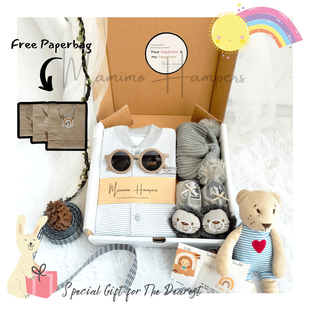 Hampers Baby Premium Series Sleepsuit Fluffy &amp; Gorillux| Newborn Gift Set | Kado bayi - By Mamimohampers