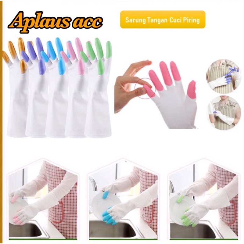 Sarung Tangan Cuci Piring Silikon Magic Rubber Gloves Cleaning Servis
