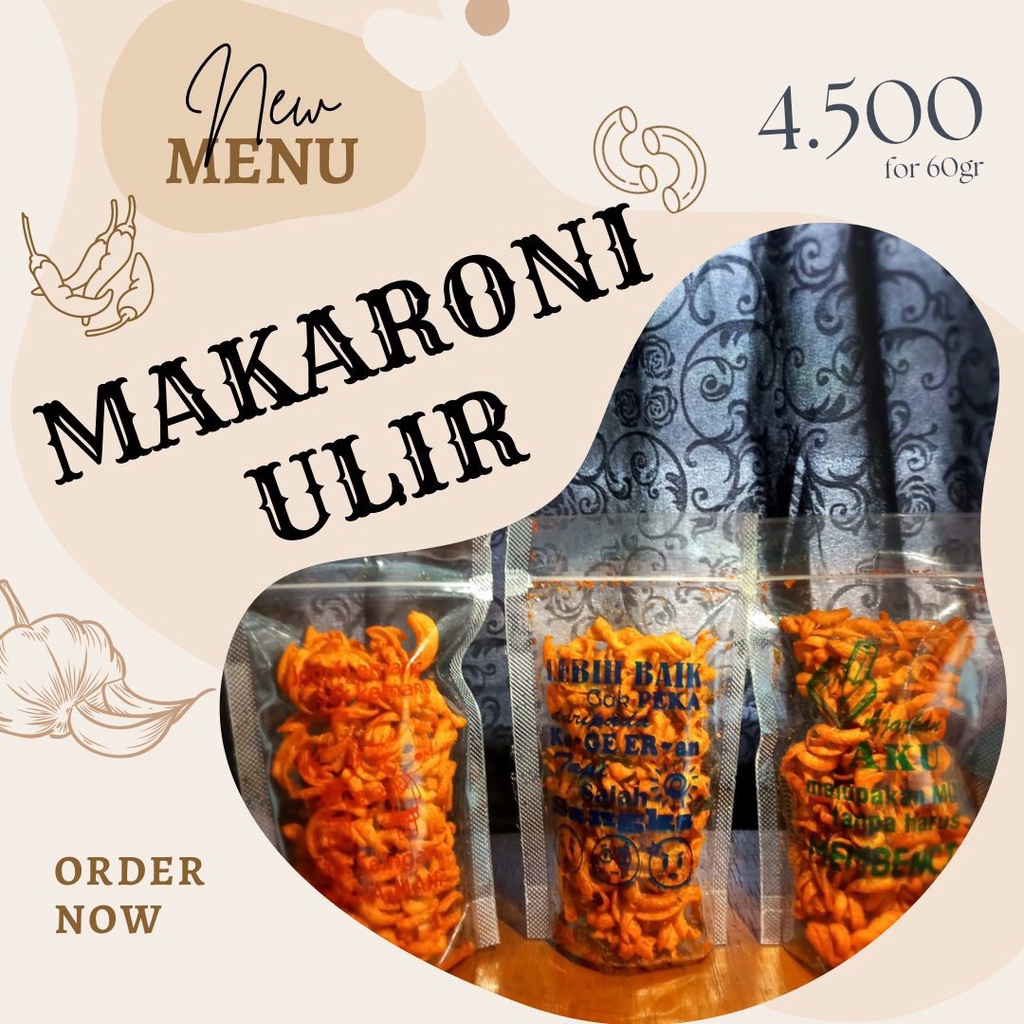 

Makroni Ulir Kata Kata Rasa Pedas Daun Jeruk (60 gram)