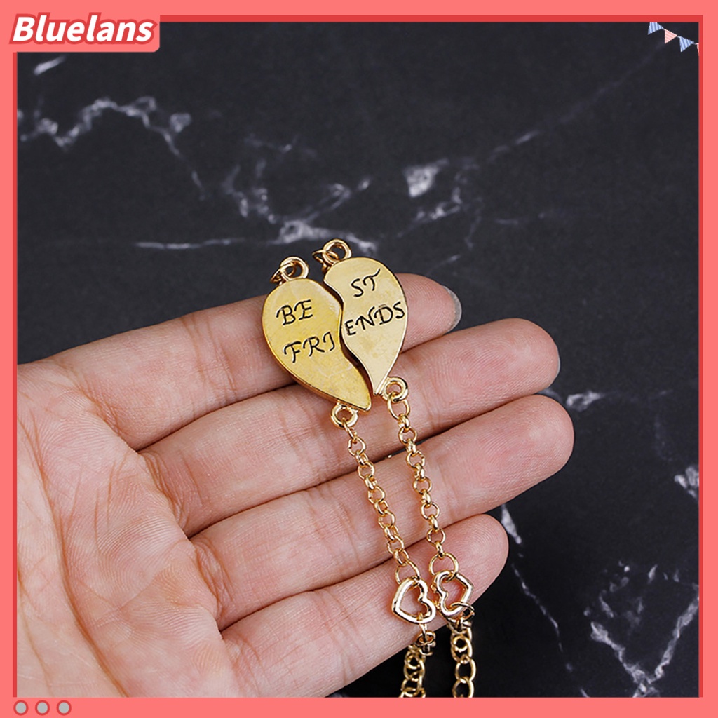 Bluelans 2Pcs Best Friends Heart Joint Pattern Bracelets Bangle Friendship Jewelry Gift