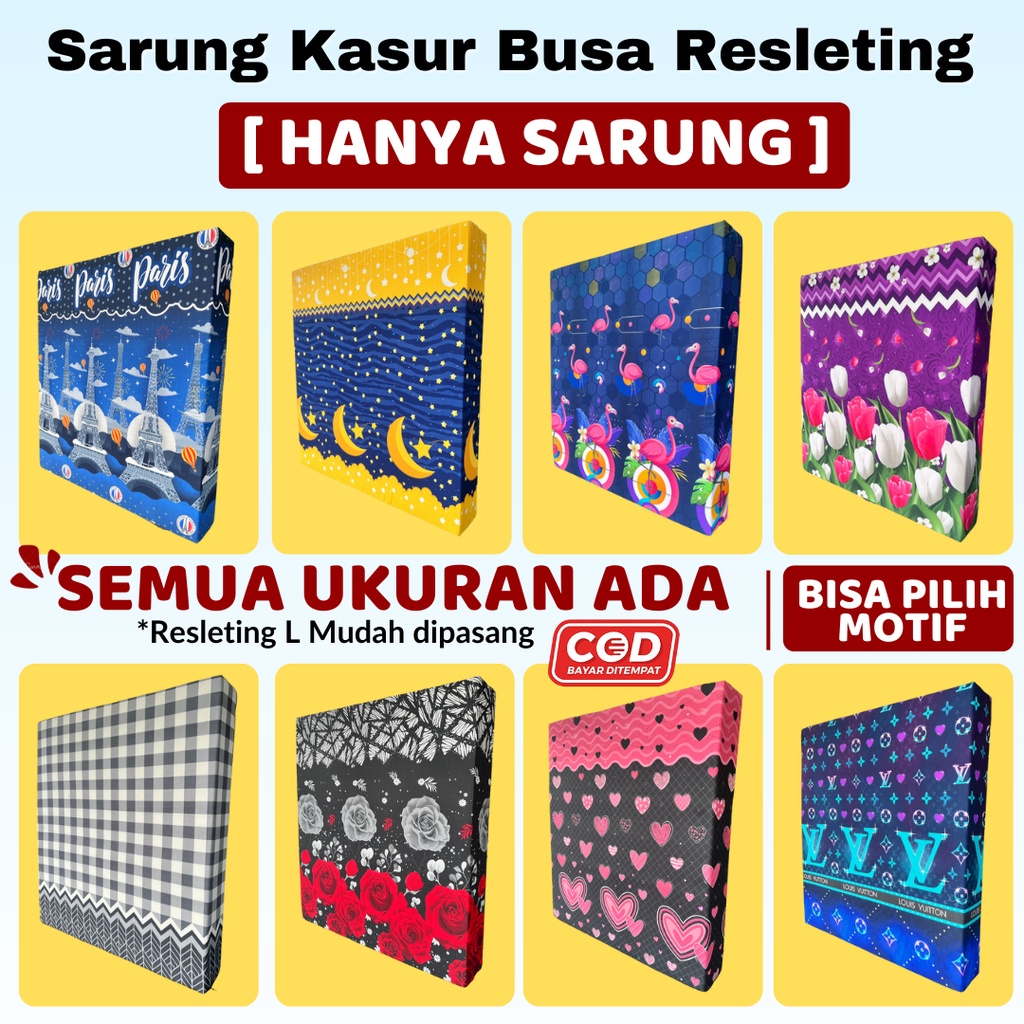 Sarung kasur Busa Resleting Motif Karakter Tebal 10, 15, 20, 25, 30 cm / Seprei Resleting Inoac / Cover Inoac Resleting