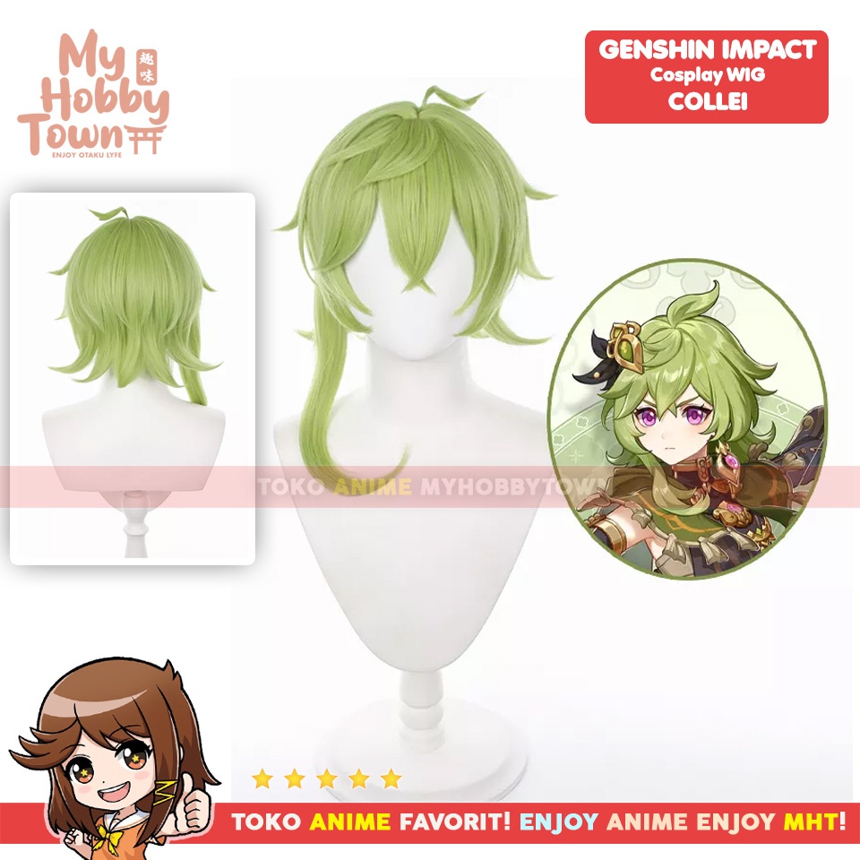 Wig Cosplay Anime Game Genshin Impact : Collei Rambut Palsu