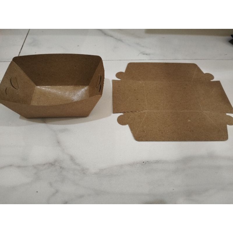 Tray laminasi doff untuk kentang, pokpok, nasi, mie goreng, pangsit, pentol, nugget, cumi.