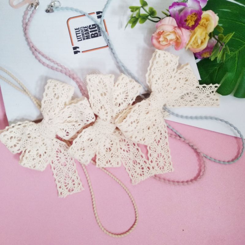 Strap Masker / Konektor Masker Pita Renda Vintage Premium