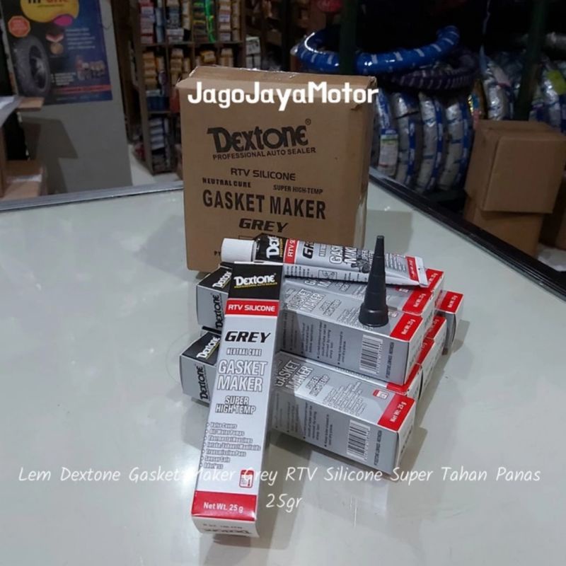 

Lem Dextone Gasket Maker Grey Silicone RTV Super High-Temp Tahan Panas 25gr