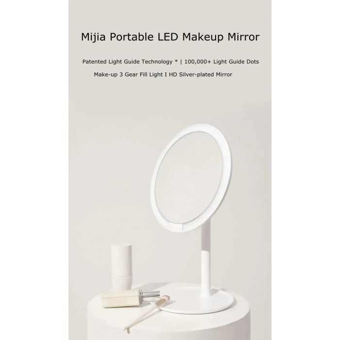 Mijia LED Makeup Mirror - Mijia Portable Mirror Make Up kaca Cermin