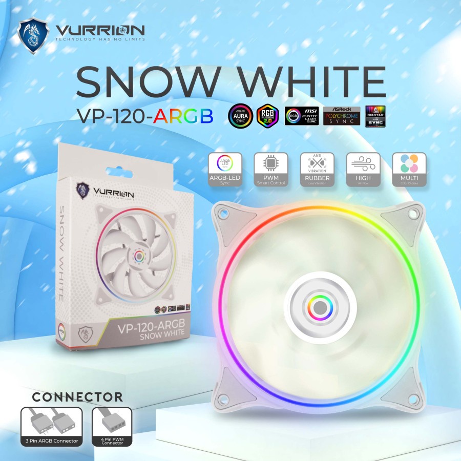 Fan ARGB Snow Ring SR-120 Vurrion 120CM Fan Casing Case RGB 1500rpm Silent