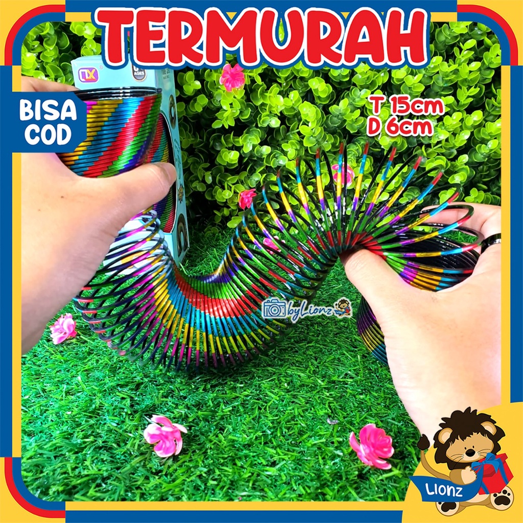 Magic Rainbow Spring Slinky Toy mainan klasik per pegas spiral pelangi