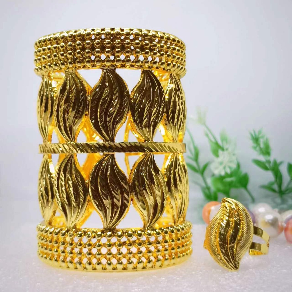 Gelang kendari Daun Perhiasan Dubai Lapis Emas 24K Gold Fashion Xuping Titanium bangle