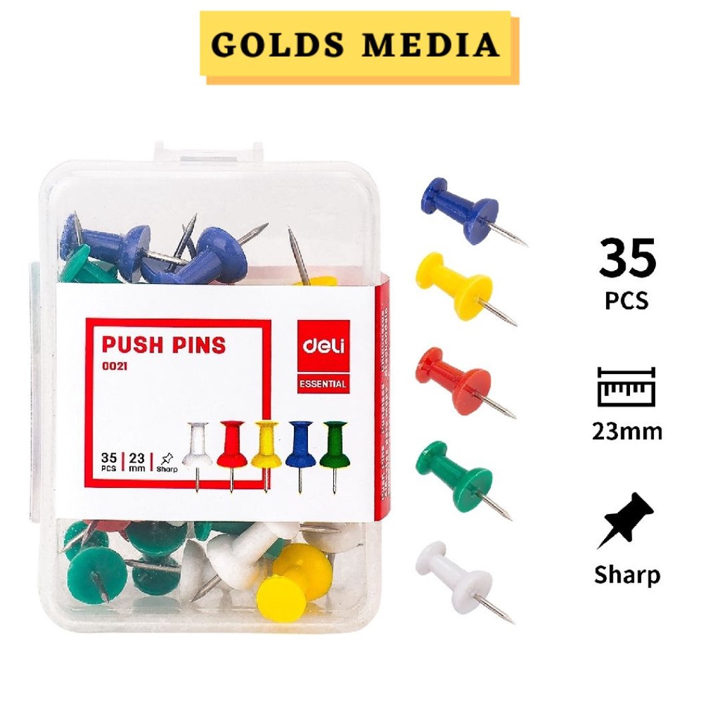

Deli Pin Warna Warni Deli Push Pins Kebutuhan Kantor Deli Pin Warna Warni 23mm E0021