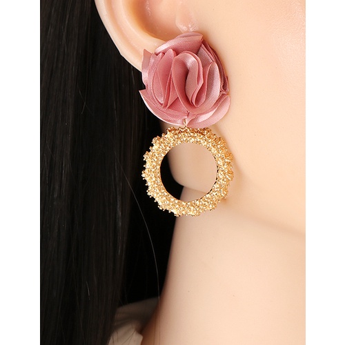 LRC Anting Tusuk Fashion Chiffon Cloth Lace Flower V3588X