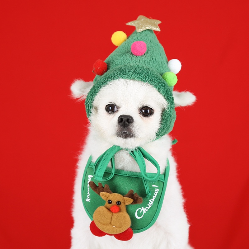 Topi Handuk Air Liur Anjing / Kucing Peliharaan Desain Tanduk Untuk Natal