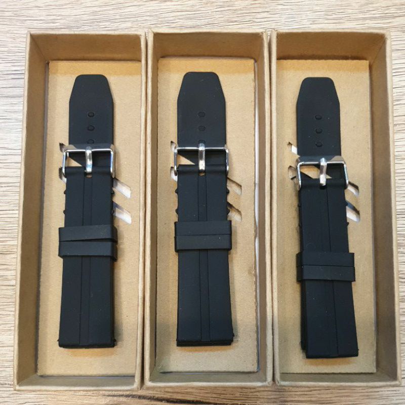 Strap tali jam tangan silicon silikon polos strip tengah universal ukuran 20mm 22mm gesper stainless steel