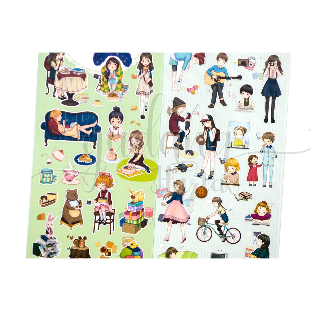 Stiker Manhwa Girl Sticker Motif Cewek Olahraga Bermusik Lucu DIY Scrapbook GH 303084