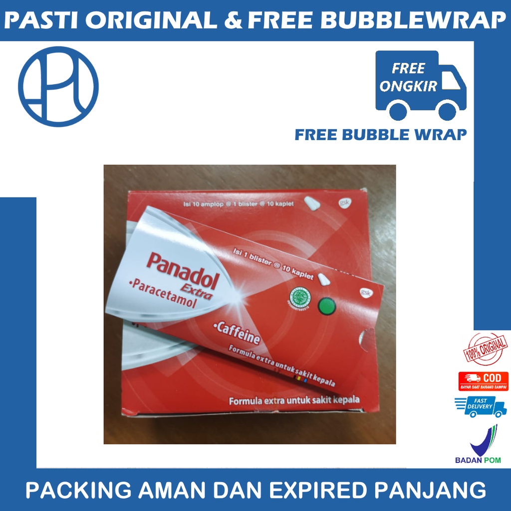 PANADOL EKSTRA STRIP ISI 10 TABLET PARACETAMOL PEREDA NYERI DEMAM PANAS GIGI