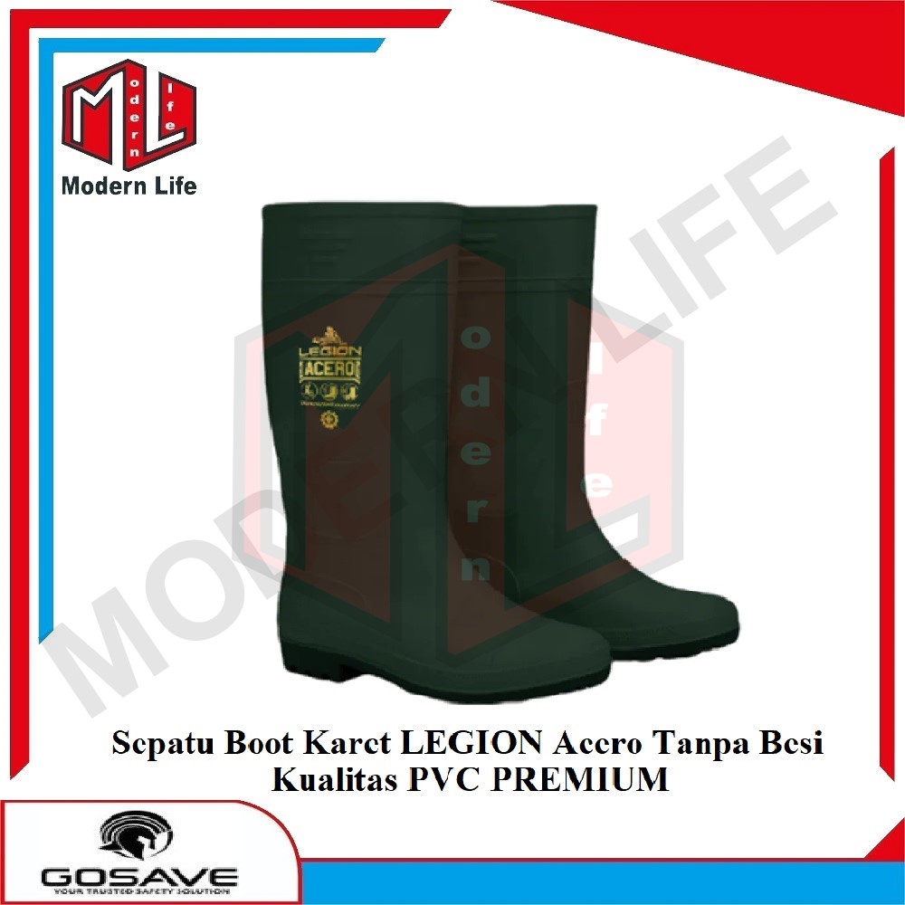 LEGION ACERO Sepatu Boot Karet Tanpa Besi Rain Boot ACERO PVC KUALITAS