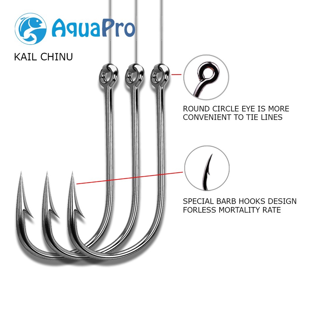 Aquapro Kail Pancing Chinu 1053 Fishing Hook Ten Division No 1-12 Set Mata Kail Pancing Bahan Baja Karbon Dan Stainless Steel