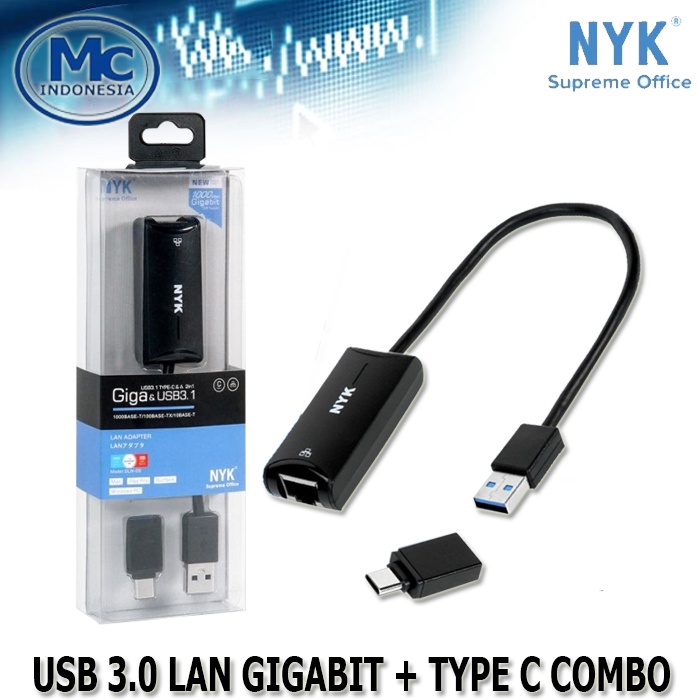 Kabel USB3.0 LAN GIGABIT TYPE C TO LAN RJ45 GLN-05