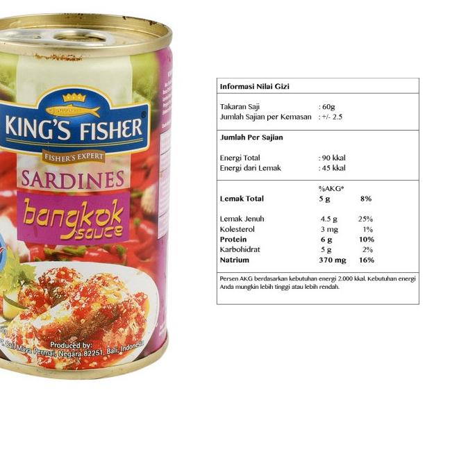 

Termurah Paket 3 pcs King's Fisher Sarden mini rasa saus bangkok Makanan Kaleng 155g kings fisher !!