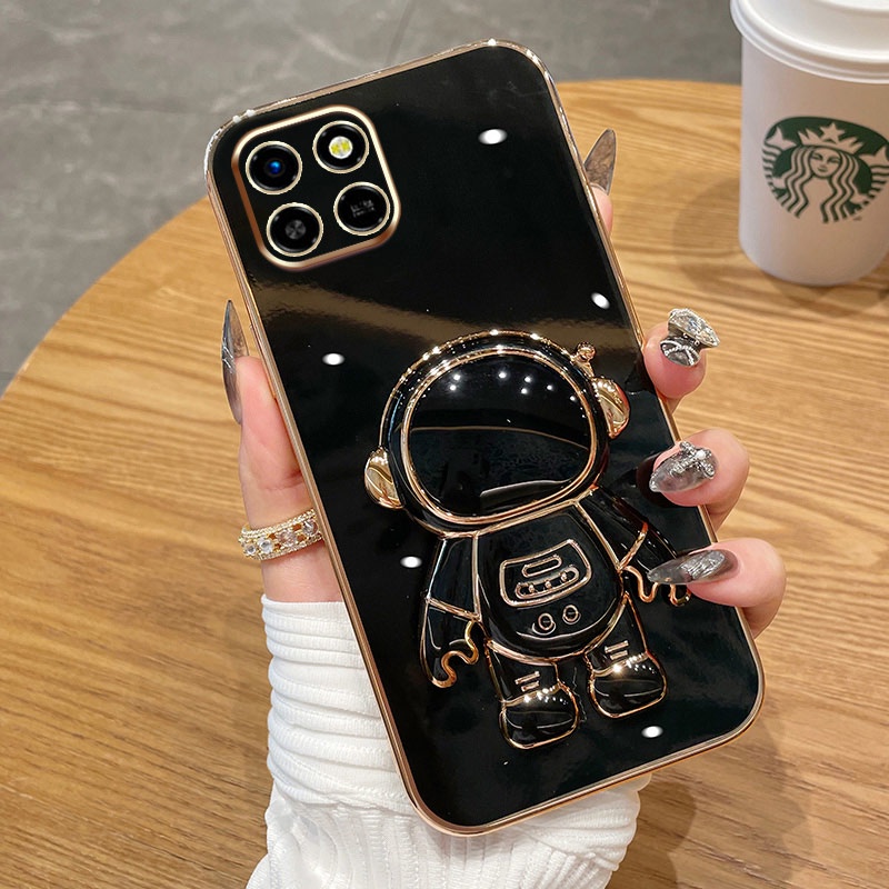 2022 Desain Baru Case Untuk infinix Smart6 HD Case Mewah 3D Stereo Stand Bracket Astronot Electroplating Halus Casing Ponsel Fashion Lucu Soft Case