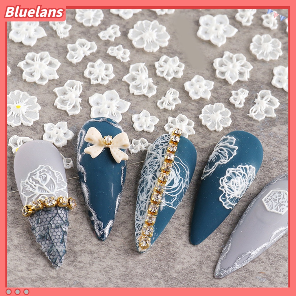 Bluelans Stiker Kuku Motif Renda Bunga Ultra Tipis Untuk Dekorasi Manicure Wanita