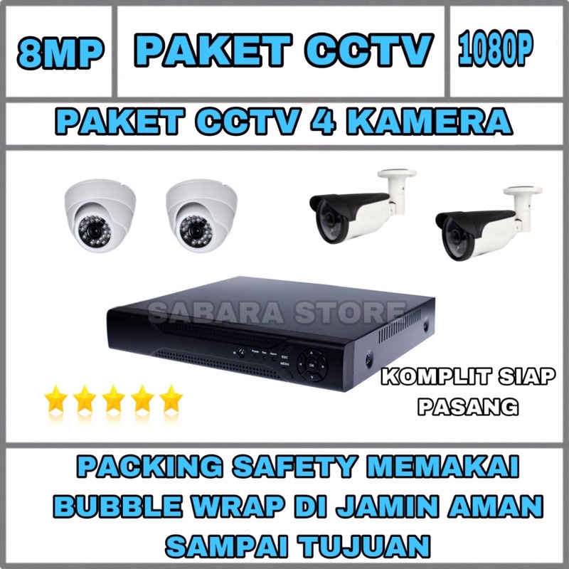 PAKET KAMERA CCTV FULL AHD 4 CH CHANNEL 8 MP IR SONY 1080P HDD 500GB KOMPLIT TINGGAL PASANG 8MP 4CH 4Channel 1080p full hd analog ahd kabel bisa liat hp android ios iphone murah