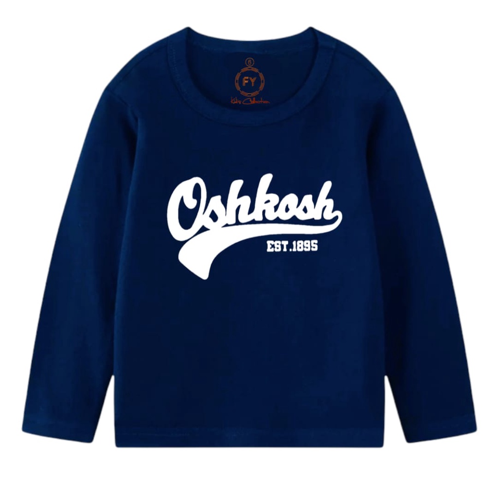 Rdkidzid Kaos Anak Cowok Lengan Panjang Baju Anak Laki Laki Lengan Panjang Motif Oshkose Navy DTF