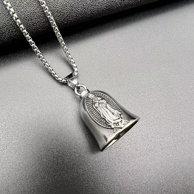 Kalung Liontin Bel Muslim Bahan Stainless Steel Titanium Steel Gaya Retro Untuk Pria