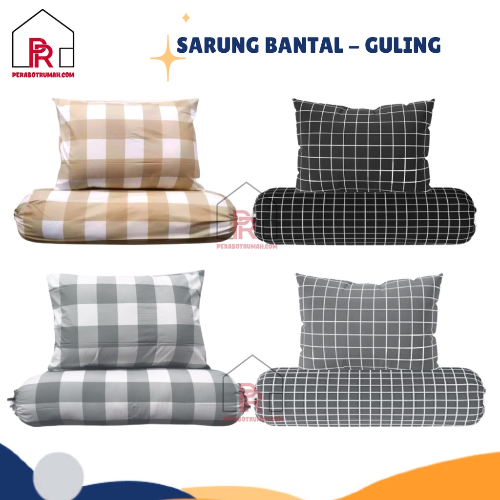 Sarung Bantal Guling Kotak Kotak Homemade / Sarung Guling Tidur Motif Aesthetic