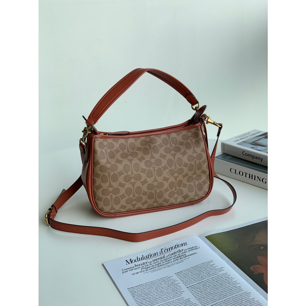[Instant/Same Day]Coach original  437   438  new women's bag Canvas CARY messenger bag shoulder bag handbag armpit bag yxb