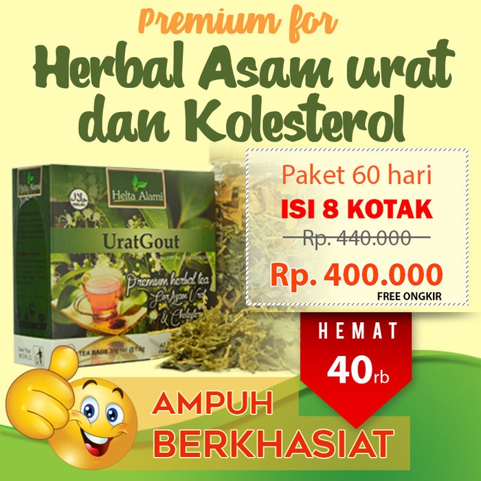 

ORIGINAL MURAH Teh Herbal Obat Asam Urat Rematik Penurun Kolesterol (Paket 60Hari)