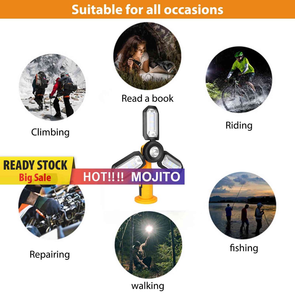 Senter Lipat 300lm Dengan Magnet Untuk Camping / Darurat