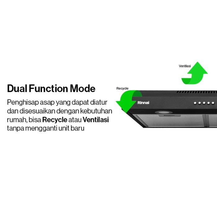 Cooker Hood Rinnai 90cm RH-229B | Penghisap Asap Kompor Rinnai RH 229 B 90 cm Hitam