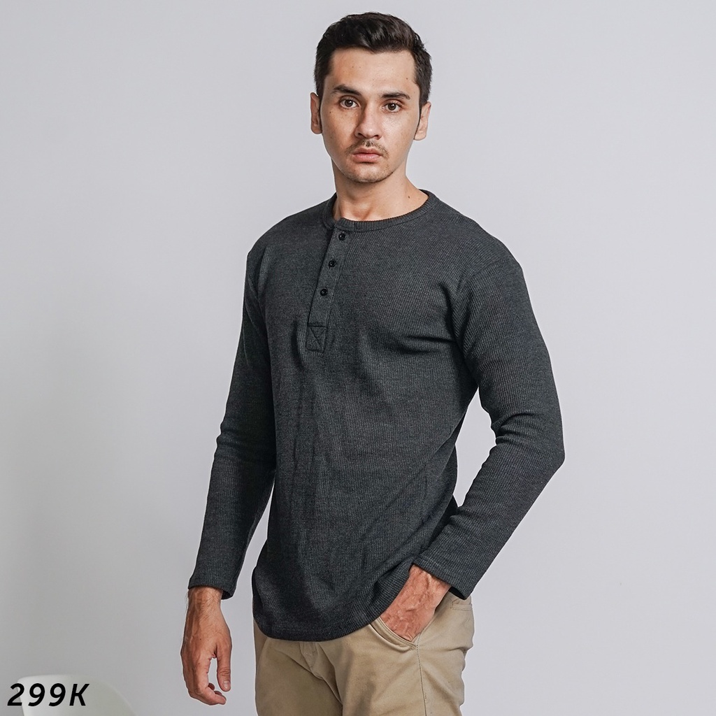 HSRM Long Henley Tshirt Dark Grey Misty 299 K