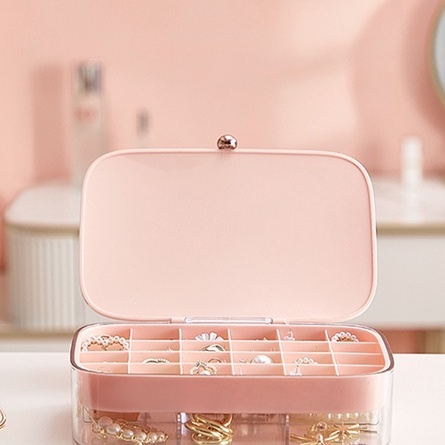 KPP4 Kotak Penyimpanan Perhiasan Premium Akrilik 6 &amp; 24 Slot Kalung Anting Cincin Gelang Storage Case Jewelry Display Box Set Pink Green nordic korea comparement slot akrilik elegan Grid Box Kecil Multi Slot Organizer Rias Perapi Meja Kerja Bedak