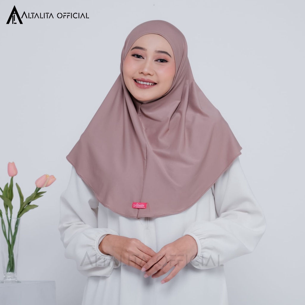 Altalita - Hijab Khimar Instan Zaida Malay Non Pet Menutup Dada Terbaru | Jilbab Bergo Hamidah Instan Jersey Size L Non Pet | Kerudung Instan Malaysia Syari Polos Jumbo Jersey Premium Non Pad Cocok untuk Sekolah Olahraga Volly Futsal Senam dan Sehari-hari