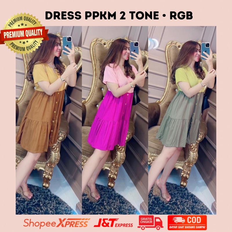 DRESS PPKM 2 TONE RGB Original - Daster RGB Daster Sexy Daster pendek daster selutut daster premium 