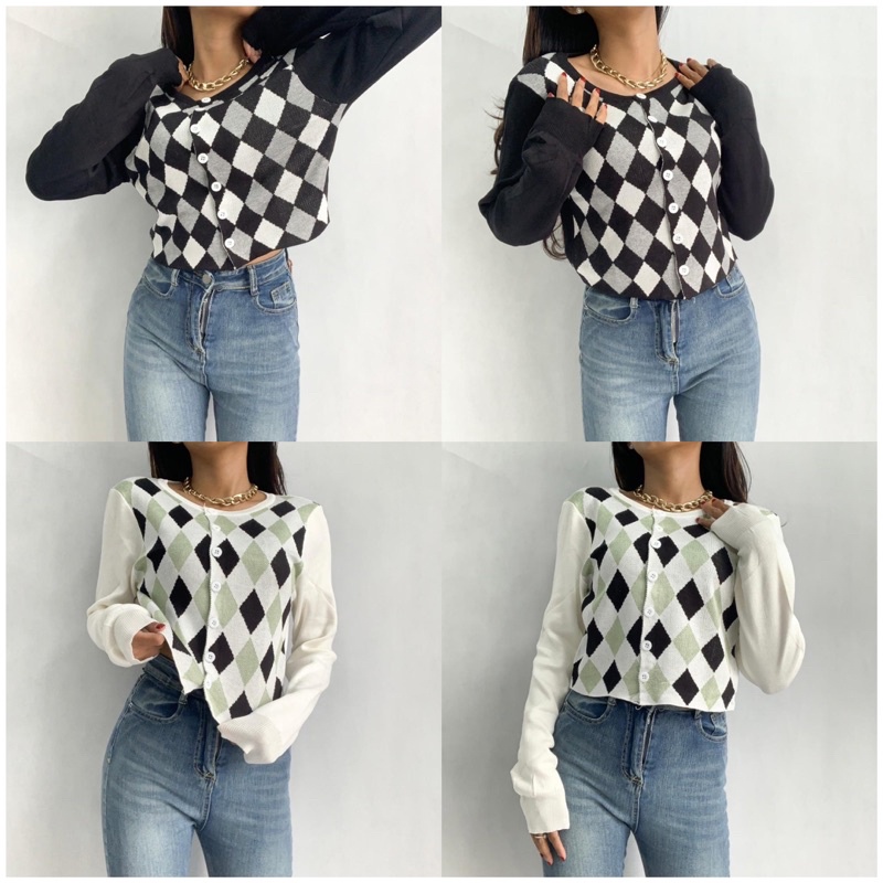 [LUXE.DLABEL] - E29 TOP [ Atasan Rajut Wanita Atasan Rajut Import wanita Atasan lengan panjang rajut Kaos wanita Vest wanita Atasan Wanita Atasan Halter tank Korea wanita Korean top Croptop Croptee Atasan perempuan Top premium quality]