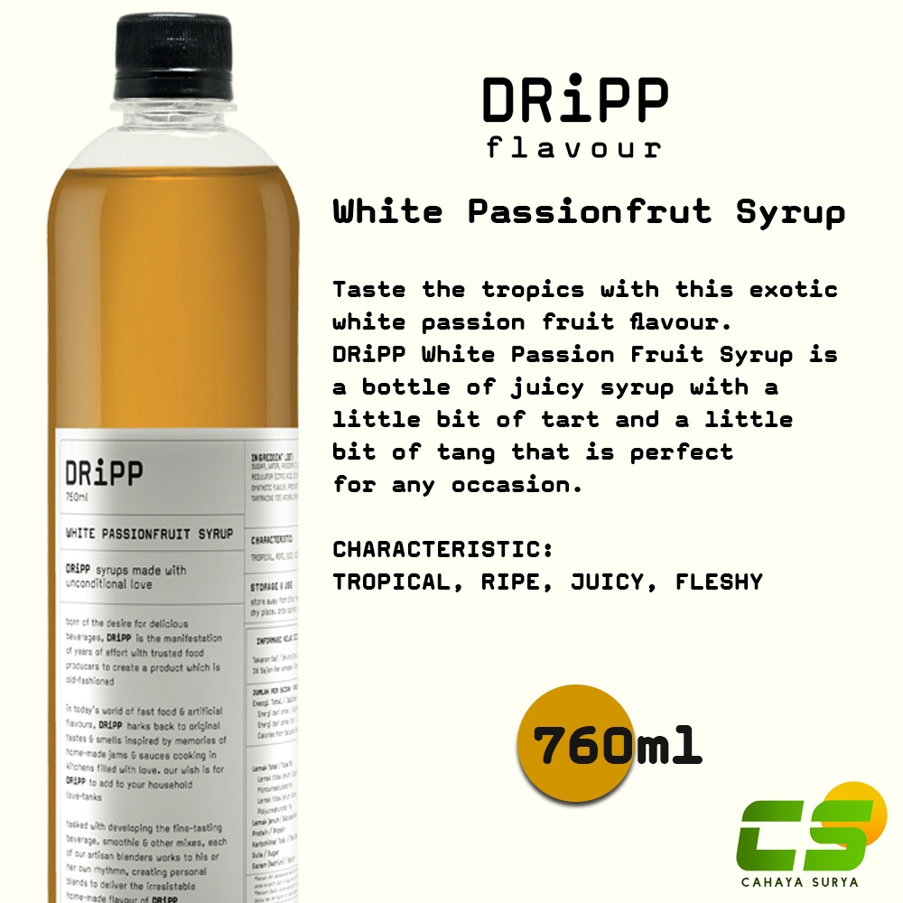 

Dripp Sirup / Syrup - White Passion Fruit Syrup 760 ml (Sirup Markisa)