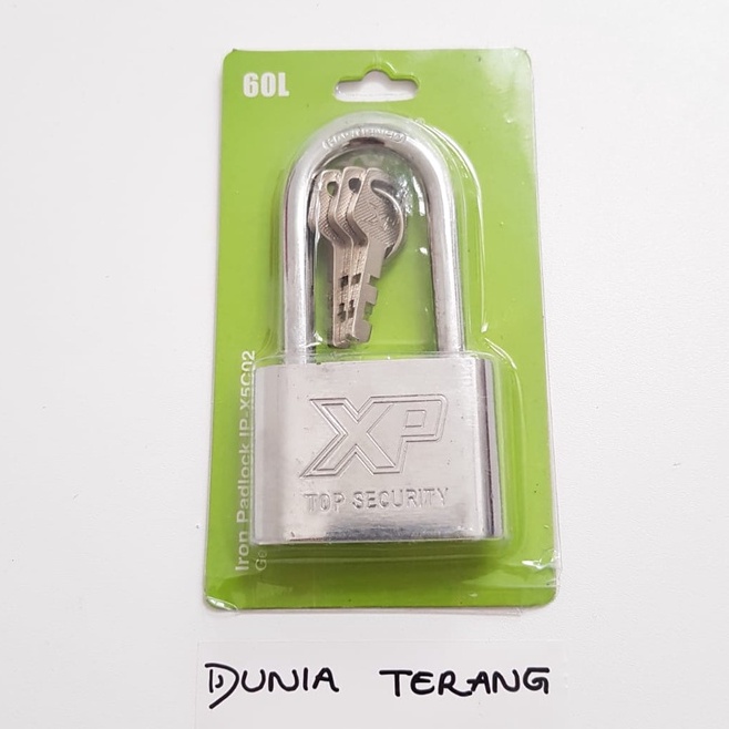 Gembok Putih XP TOOL 60mm LEHER PANJANG 60L - Kunci Gt Gembok Pagar Krom- Kunci Gantung Pth Chrome - Iron Padlock XPTOOL Top Security