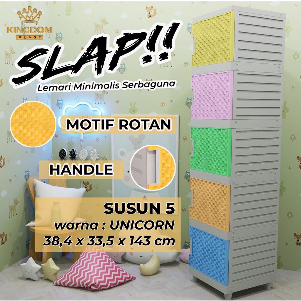 Lemari Plastik Slap 1 Pintu Lemari Baju Tempat Pakaian KIngdom