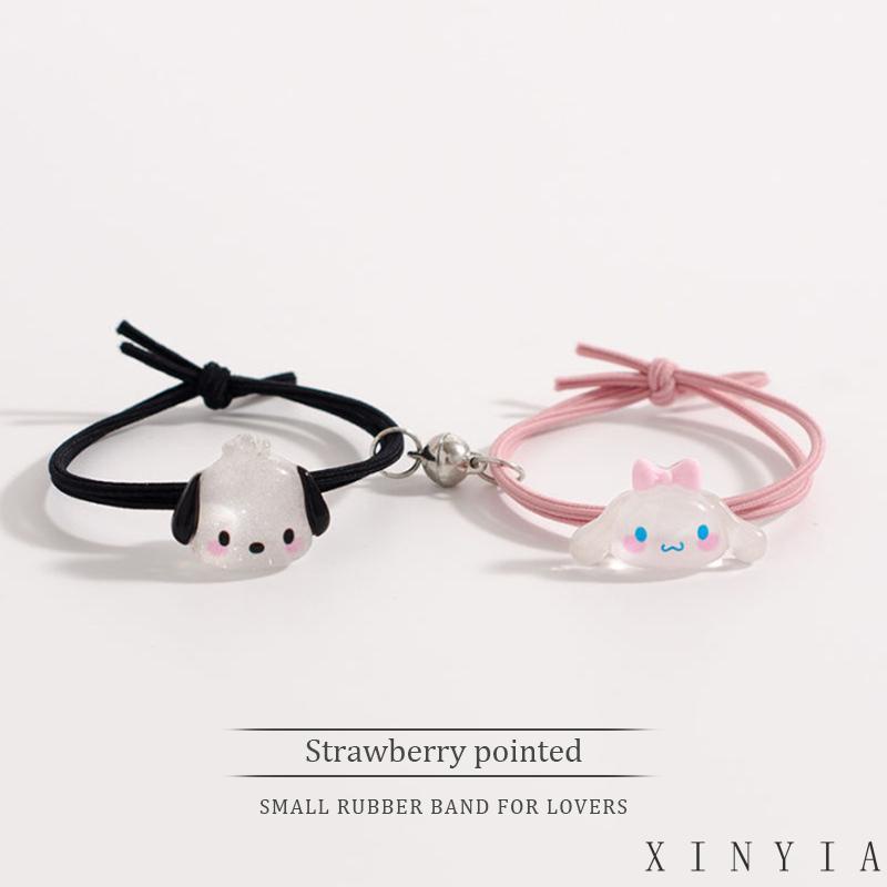 【Bayar di tempat】2PCS Cartoon Kulomi Bracelet Tali Rambut Gelang Karet Magnetik Bentuk Anjing Pochacco Untuk Pasangan Pacar perempuan