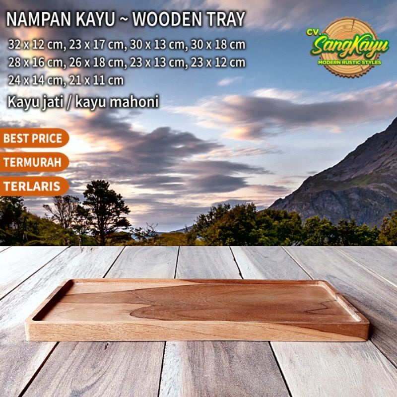 Nampan piring saji Wooden serving tray plate nampan kayu tray baki kay