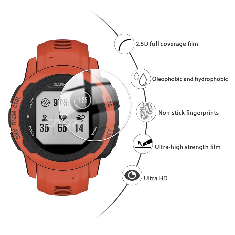 1pc Film Tempered Glass Pelindung Layar Smartwatch Garmin Instinct 2 / 2S HD 9H 2.5D