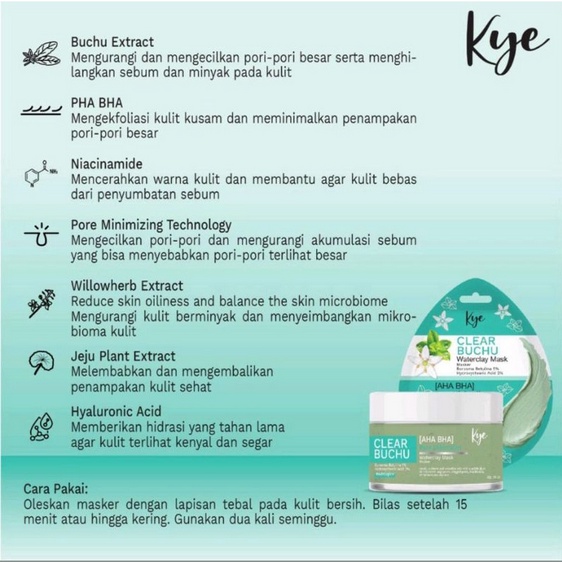 KYE CLEAR BUCHU AHA BHA PORE MINIMALIST WATERCLAY MASK 50GR