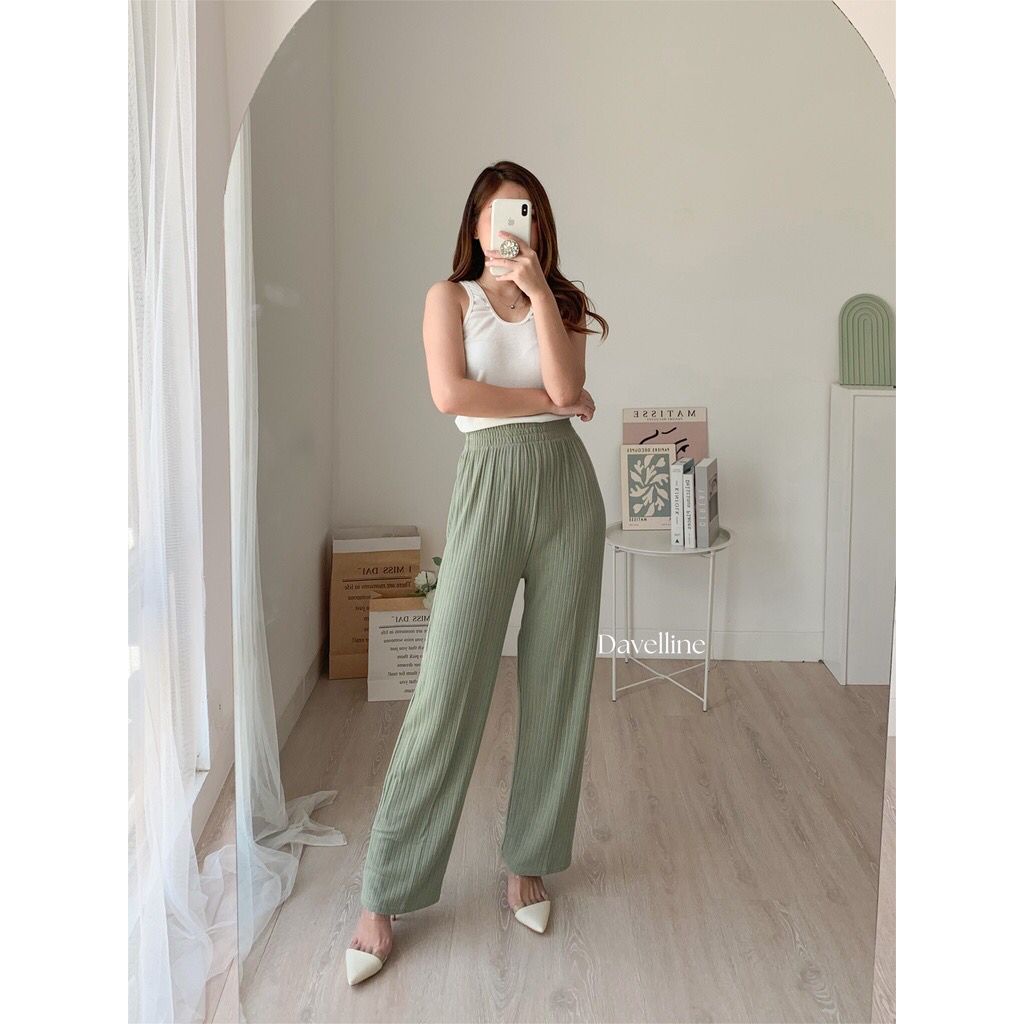 CELANA KULOT BASIC STRETCH HORNET PANTS//CULLOTE KNIT PANTS TALI HIGHWAIST WANITA TEBAL//