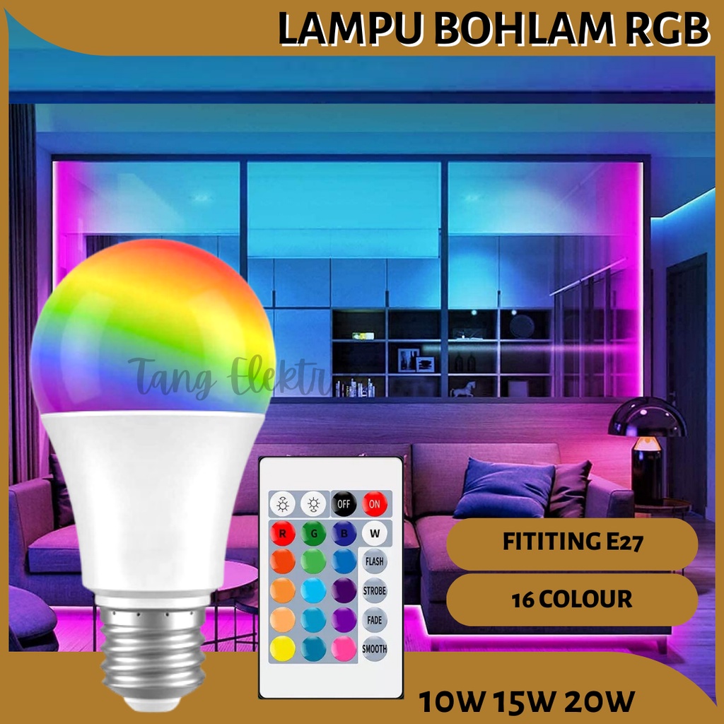 Lampu Bohlam LED RGB Berubah Warna Remote Control Lampu Hias 16 Warna Warni