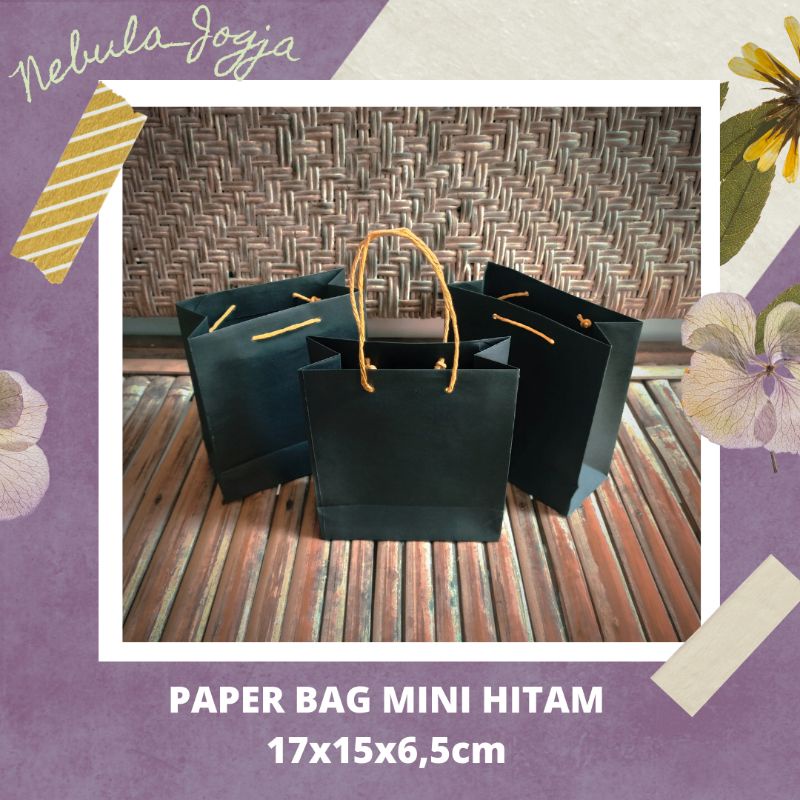 

(MIN. ORDER 5 PCS) PAPER BAG HITAM MINI TAS KERTAS KANTONG SOUVENIR KADO HAMPERS KUE